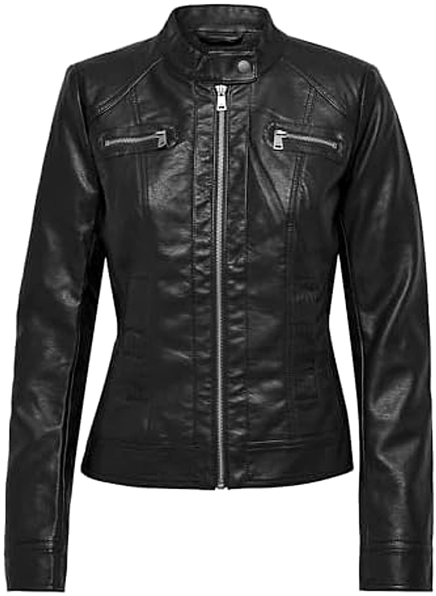 Women's Black Leather Biker Jacket